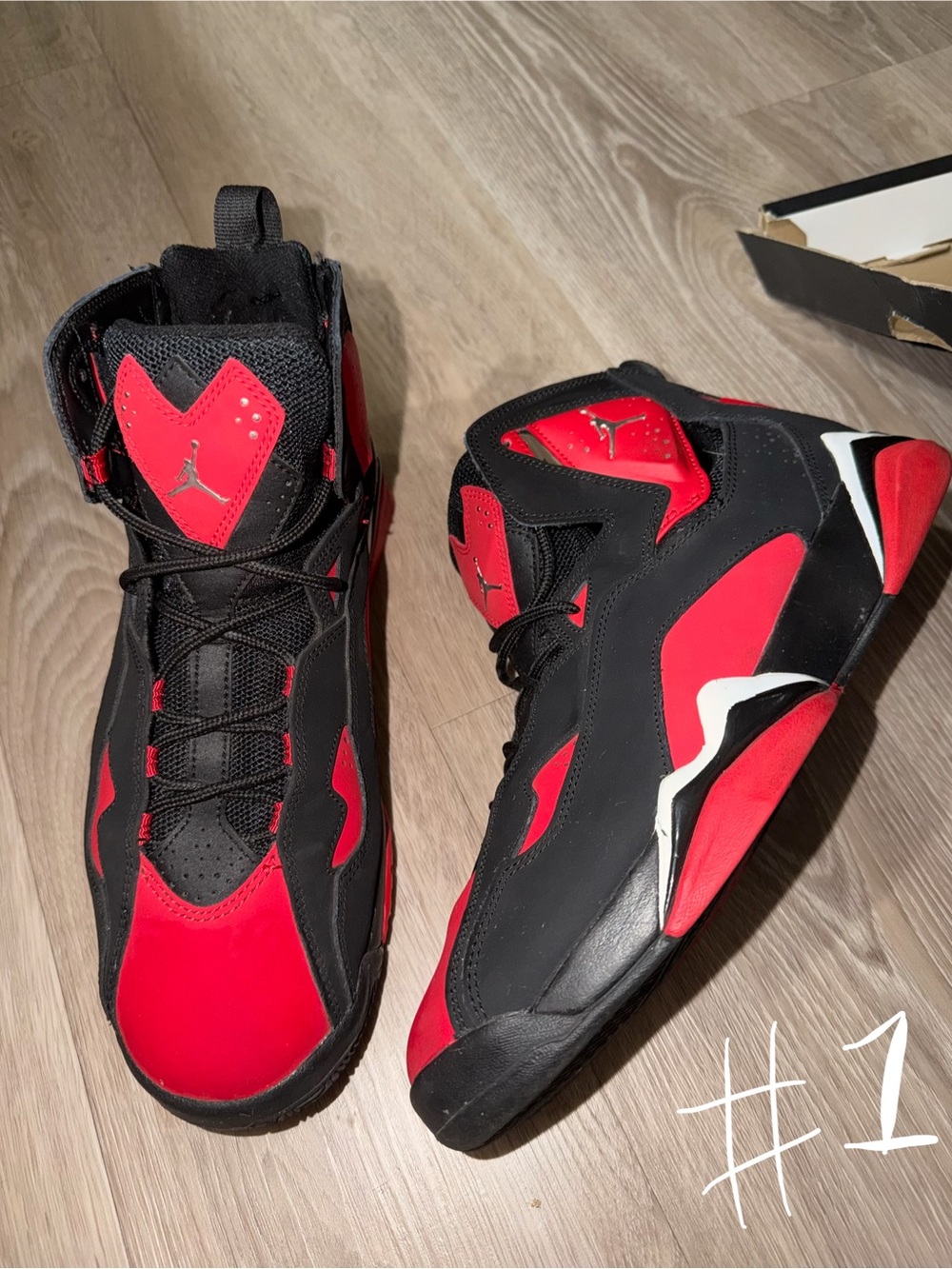 Jordan Menβs Black and Red High-Top Basketball Sneakers